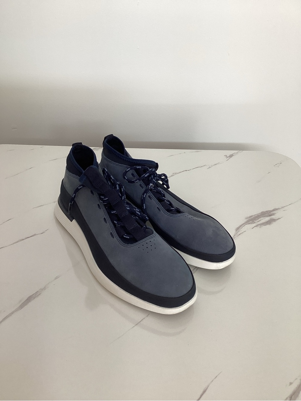 Wild & Shepherd - Men's Navy Mid-Top Casual Sneakers with White Sole